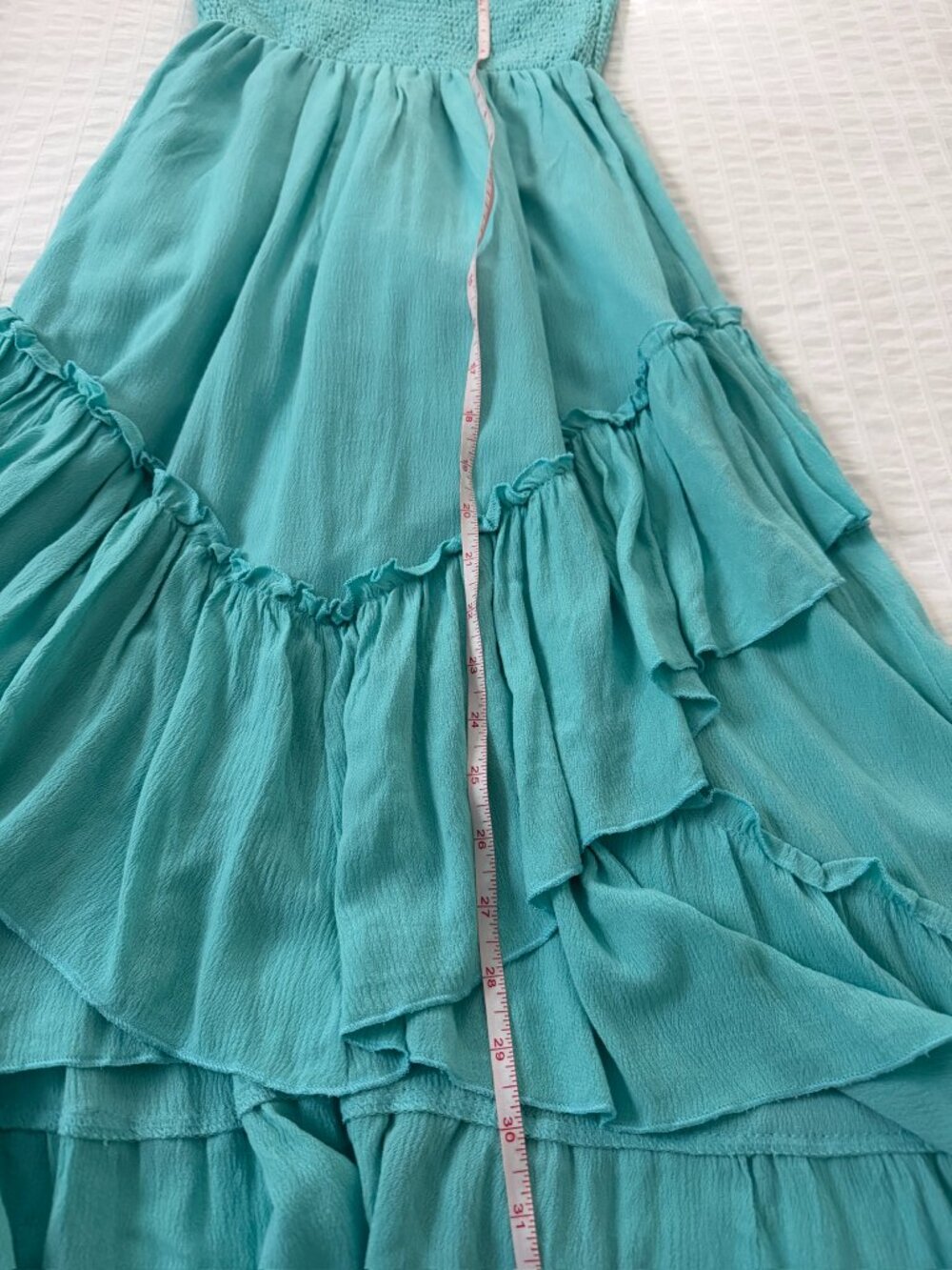 Strapless High-Low Ruffle Dress — Turquoise | S - Picture 7 of 8